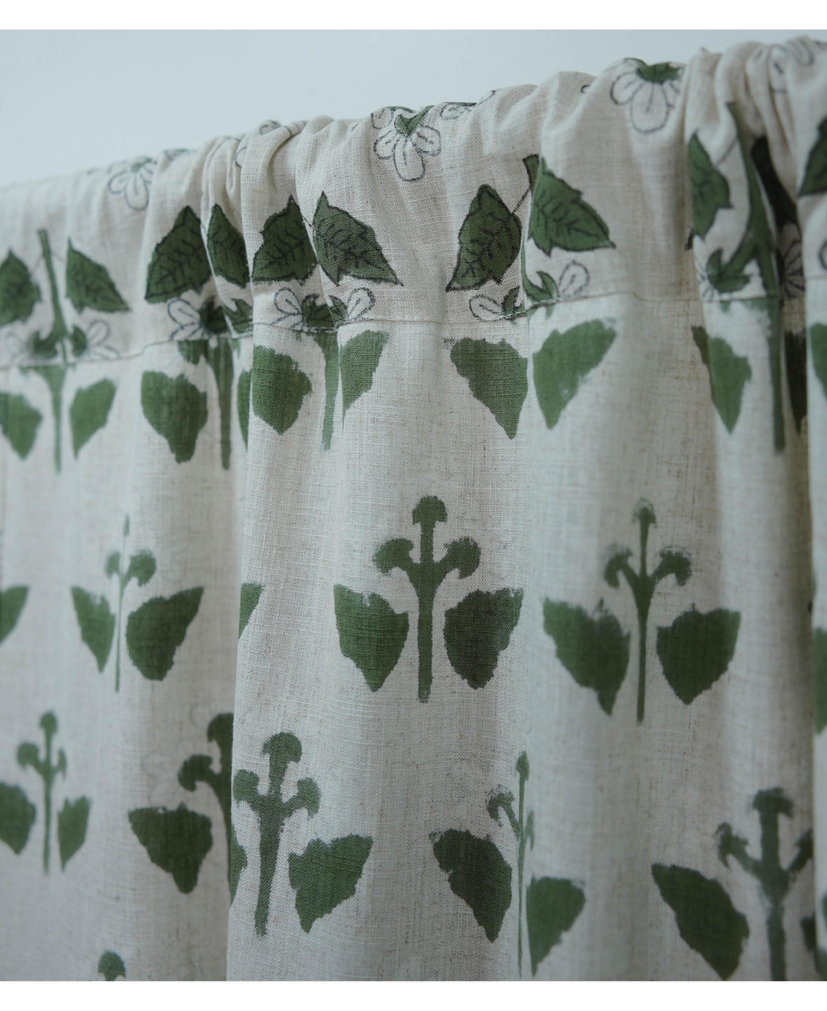 Fabdivine Chahat Handmade Block Print Floral Linen Curtains