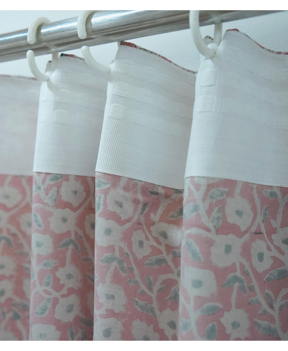 Fabdivine Haridwar Floral Block Print Viscose Linen Curtain
