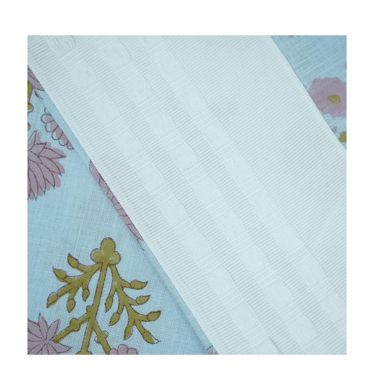 Fabdivine Juhi Boho Handmade Floral Block Print Linen Curtains