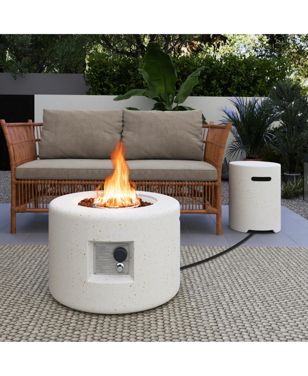 Sugift 40000 Btu Fire Pit Table Set with Hideaway Propane Tank Holder and Lava Rocks