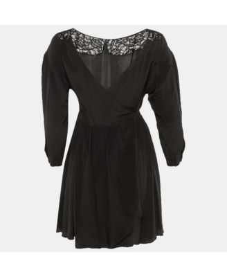 Women's Silk Lace Detail Wrap Around Mini Dress