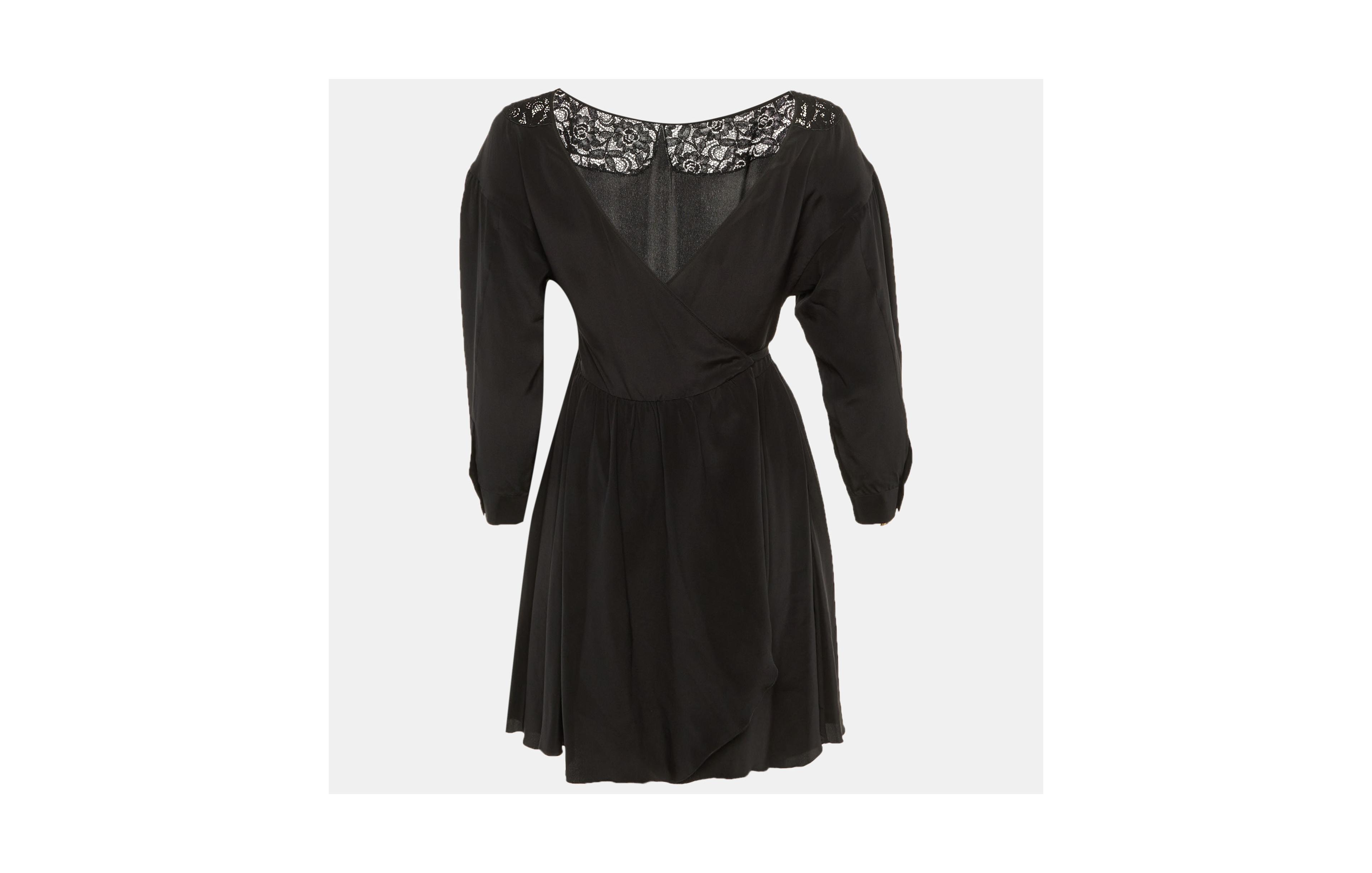 Pre-Owned Miu Miu Women's Silk Lace Detail Wrap Around Mini Dress