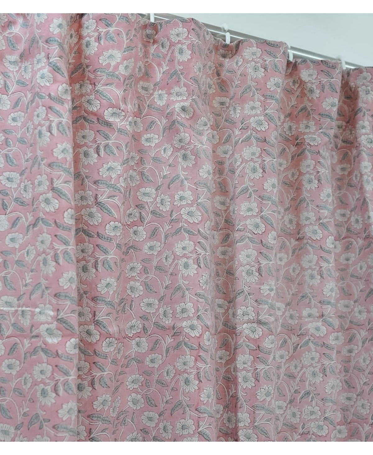 Fabdivine Haridwar Floral Block Print Viscose Linen Curtain