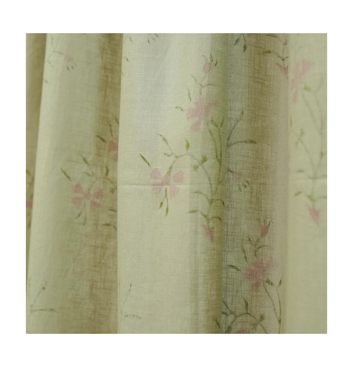 Fabdivine Handcrafted Floral Block Print Viscose Linen Curtains Panel