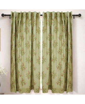 Handcrafted Floral Block Print Viscose Linen  Curtains Panel - Daisy