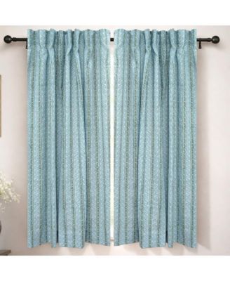 Natural  Floral Block Printed Viscose Colored Linen Ring Curtain Panel - Nargis
