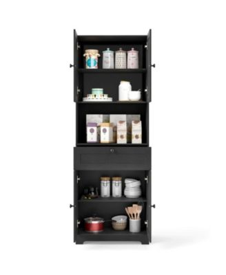 67.5 Inch Tall Freestanding Storage Cabinet with 4 Doors Drawer and Adjustable Shelf