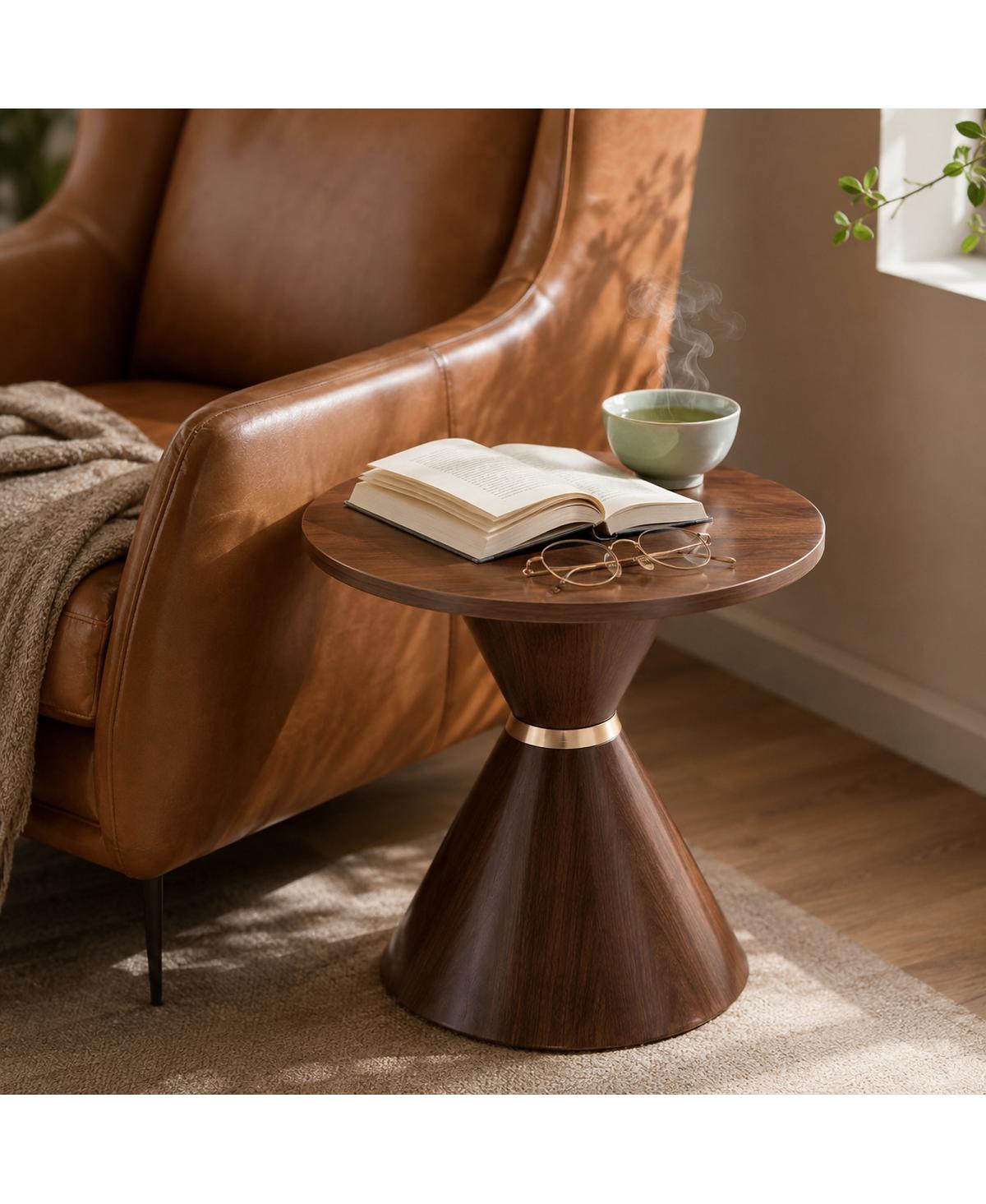Streamdale Furniture 2-Piece Round Coffee Table Set, Texture and Metal Base