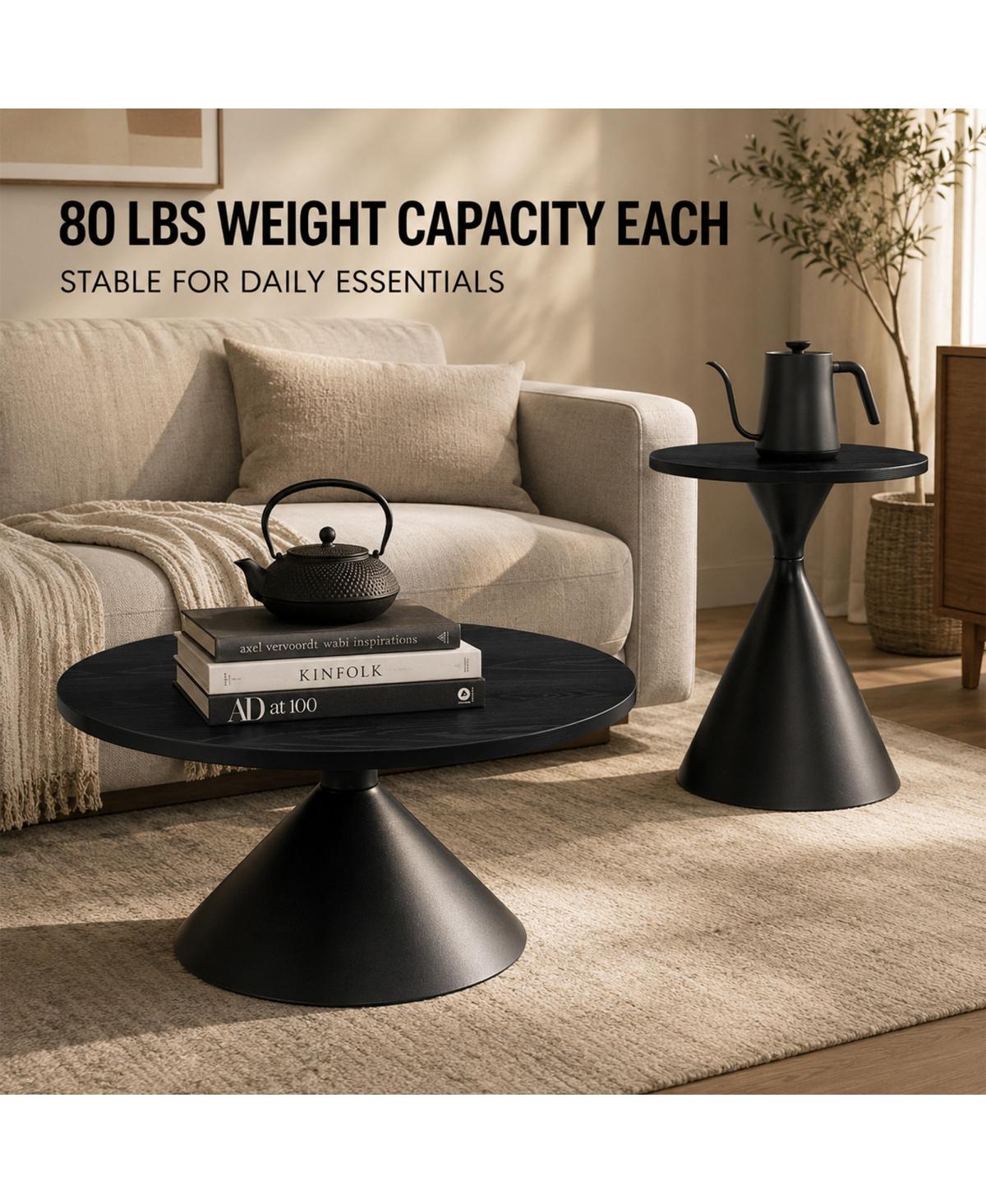 Streamdale Furniture 2-Piece Round Coffee Table Set with Patterned Top and Steel Base