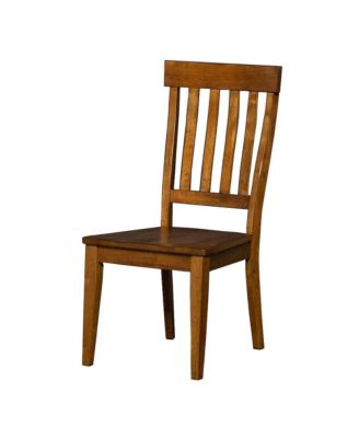 Elegant Brown Solid Wood Dining Chairs Set of 2 with Slatback Design