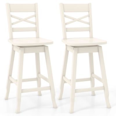 Swivel 24 Inch Counter Height Stool Set of 2 with Inclined Backrest and Footrest