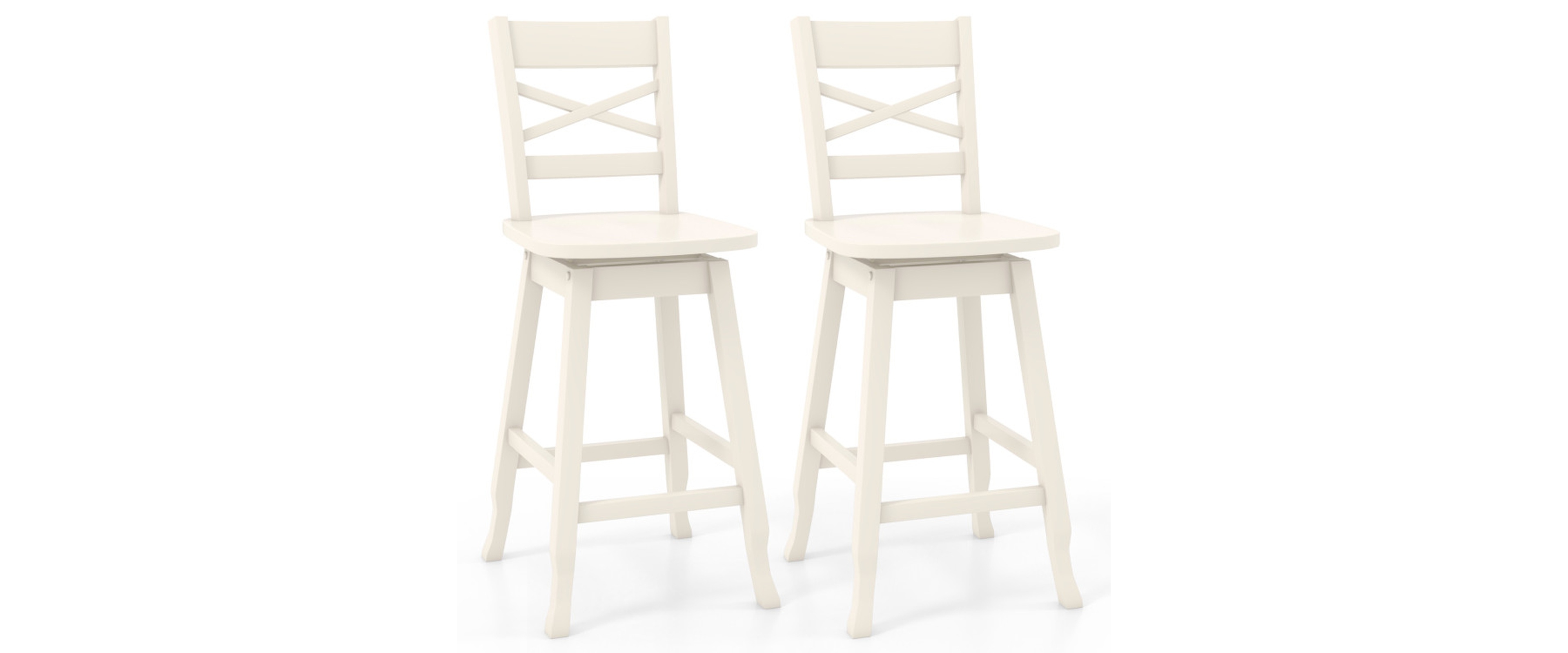 Sugift Swivel 24 Inch Counter Height Stool Set of 2 with Inclined Backrest and Footrest