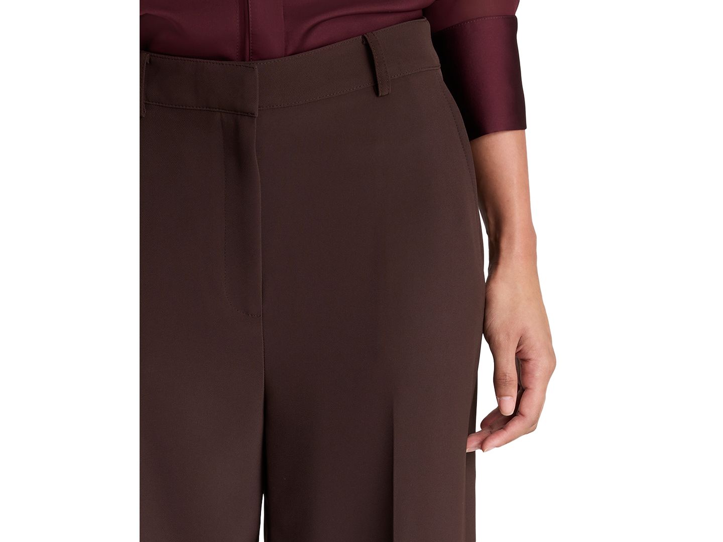 Женские брюки Kenneth Cole Fly Front High Rise Slash Pocket Wide Leg, цвет: Коричневый — фото 4