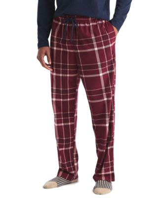 Men's Cozy Open Bottom Plaid Fleece Relaxed-fit Pajama Pants