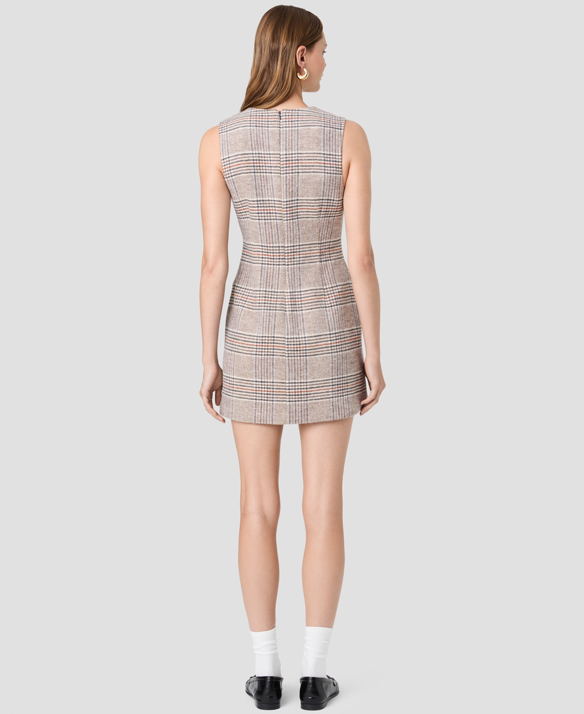 French Connection Women's Sutton Plaid Jewel Neck Sleeveless Mini Dress