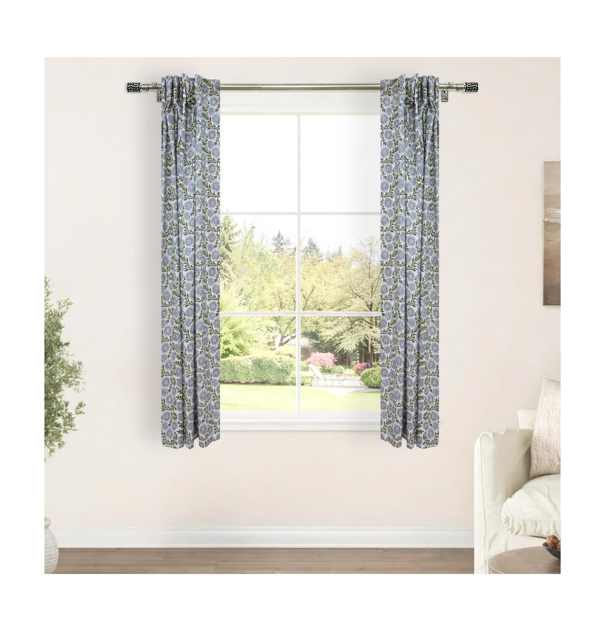 Fabdivine Bohemian Floral Handmade Linen Curtain Nature Block Print Window Panel Rajat