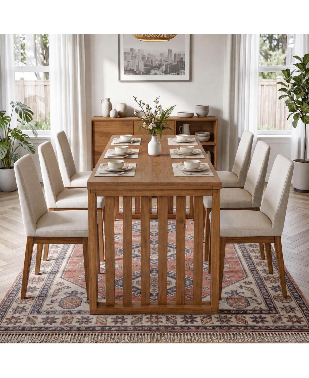 Tribesigns 78.7" Kitchen Table for 6,Farmhouse Solid Wood Dining Table