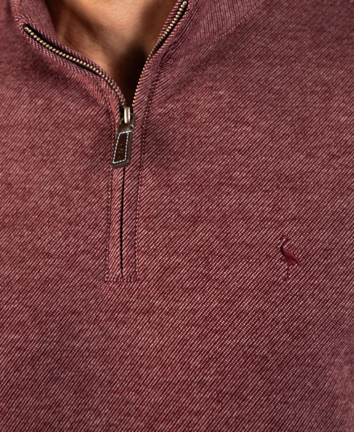 Мужские свитеры Tailorbyrd Brushed Melange Twill Quarter Zip Sweaters, цвет: Бордовый — фото 4
