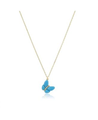 Asymmetrical Turquoise Butterfly Necklace 14K Gold-Plated Sterling Silver