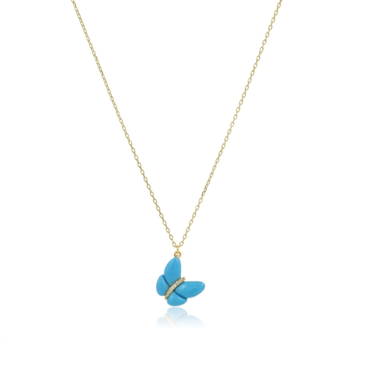 The Lovery Asymmetrical Turquoise Butterfly Necklace 14K Gold-Plated Sterling Silver - Turquoise