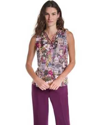 Women's Floral V-Neck Woven Blouse