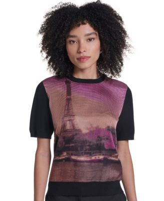 Women's Graphic-Print Short-Sleeve Sweater