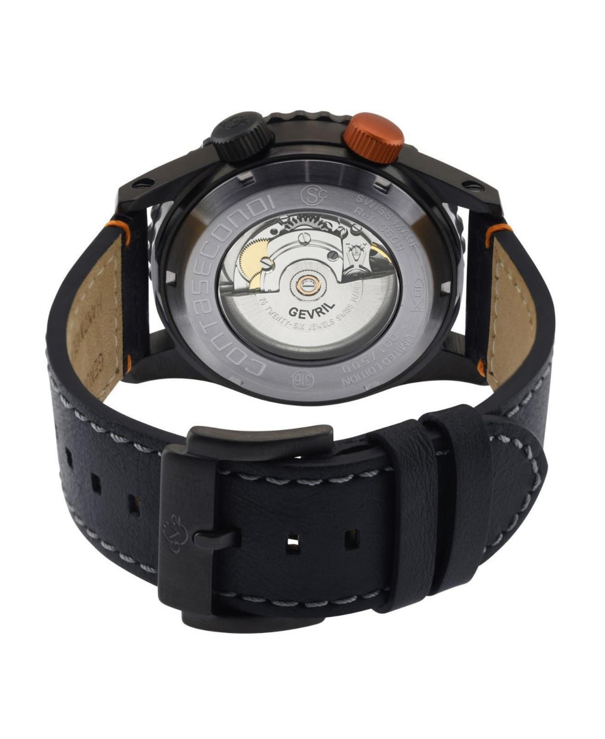 GV2 by Gevril Men's Swiss Made Contasecondi Swiss Automatic Italian Leather Strap Watch