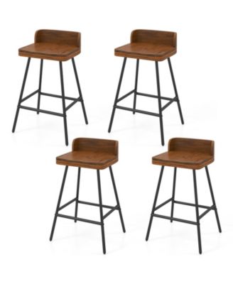 4piece 24'' Counter Height Bar Stool w/Low Back Metal Legs Footrest for Kitchen