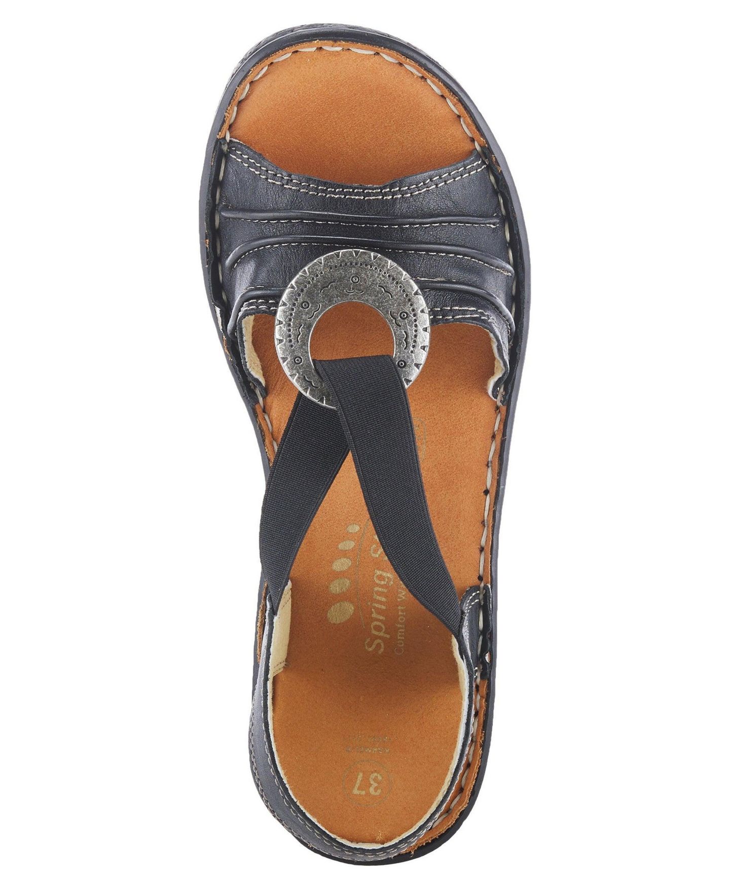 Женские сандалии Spring Step Karmel Wedge with Leather Upper, цвет: Чёрный — фото 3