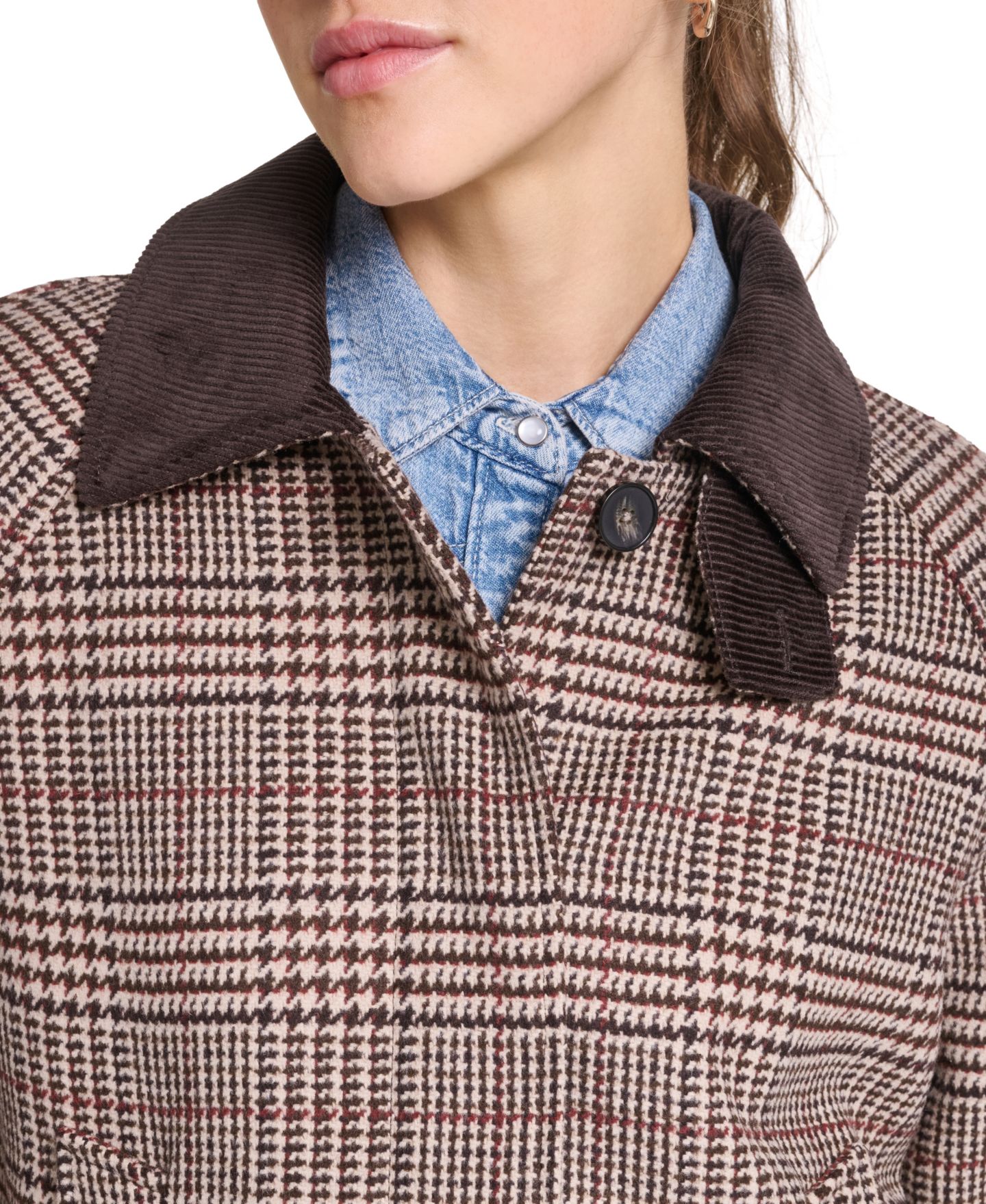 Женская куртка Levi's Mac Wool-Blend Short, цвет: Коричневый комбинированный клетчатый кофейный — фото 4
