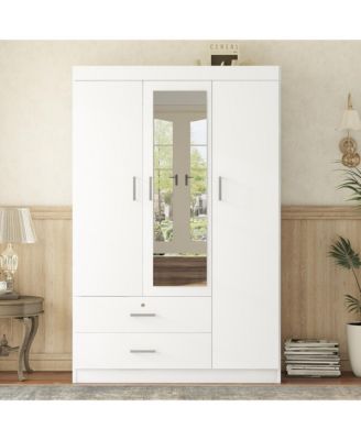 3-Door Mirror Wardrobe with shelves