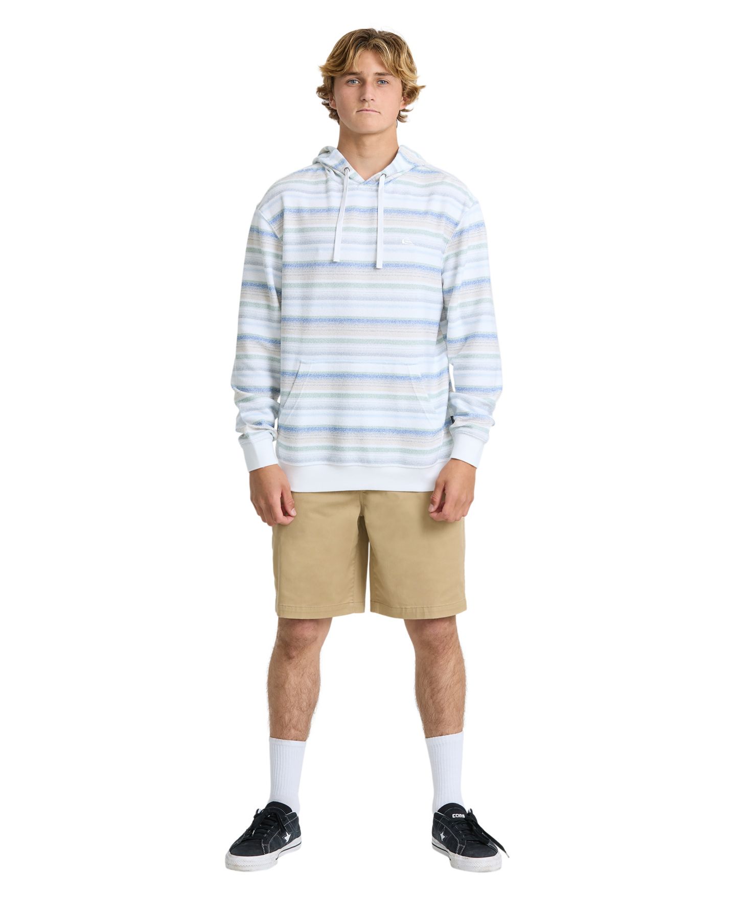 Мужская толстовка Quiksilver Great Otway Striped Poncho, цвет: Яркий белый — фото 2