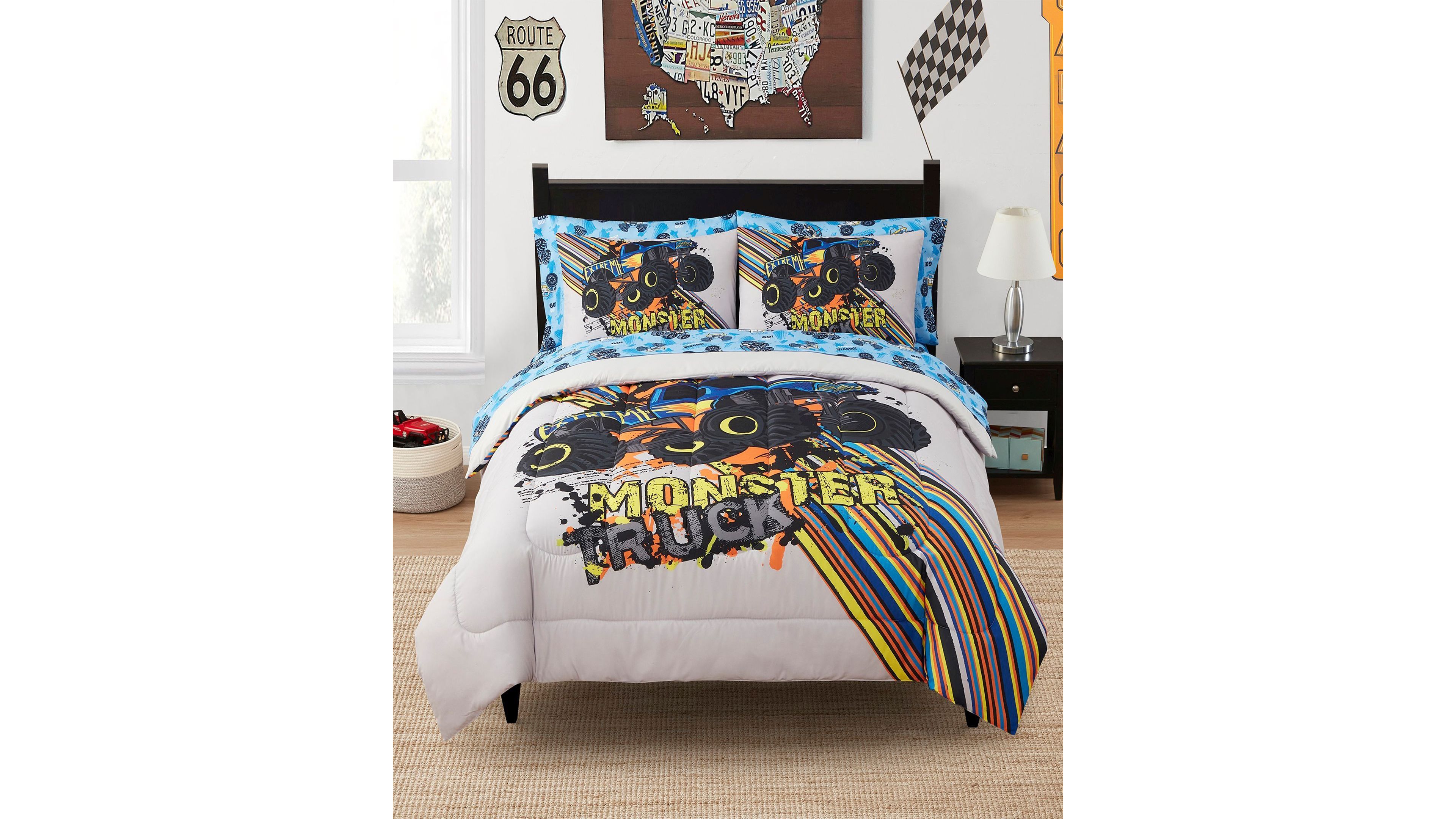 Sweet Home Collection Kids Monster Truck 7-Piece Comforter Set, Full