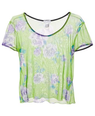 Women's Intimo Sheer Floral Print Mesh Top