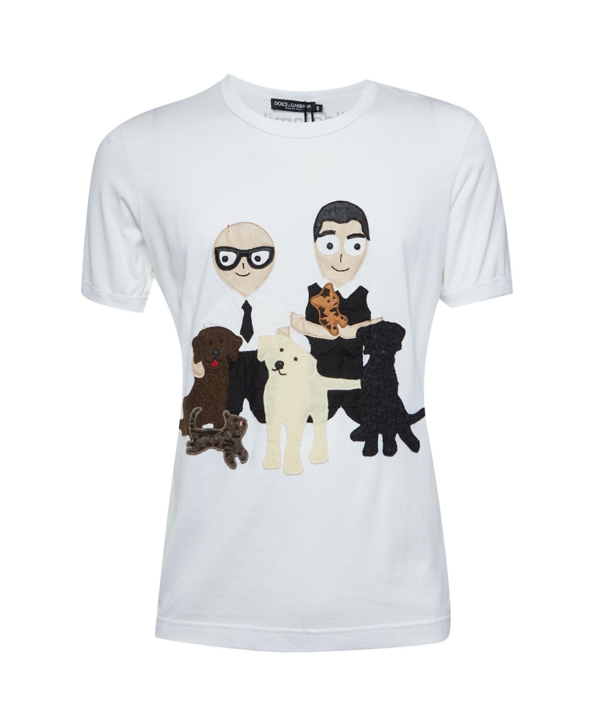 Pre-Owned Dolce & Gabbana Women's Dg Family Applique Cotton T-Shirt