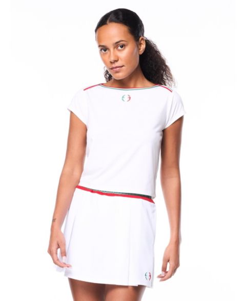 Женская футболка Sergio Tacchini Eredita Crop Boat Neck, цвет: Яркий белый