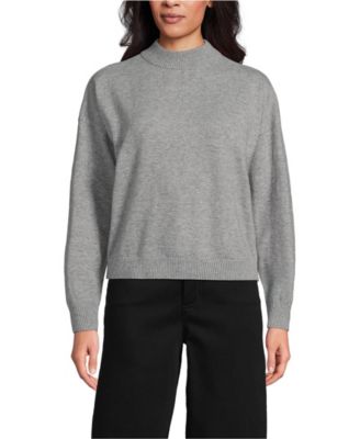 Women's CashTouch Drop-Shoulder Mock Neck Cotton-Blend Sweater