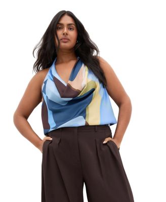 Plus Size Chloe Abstract Print Cowl Neck Top