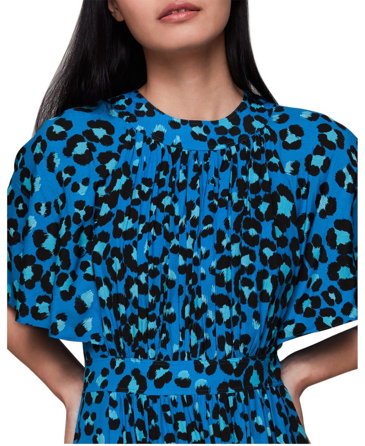 Whistles Women's Painted Leopard Amelia Short-Sleeve Midi Dress