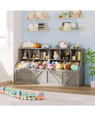 2 Set of Kids Bookshelf and Toy Storage Organizer, Nursery and Playroom, Children s Bookcase with Cabinet, Versatile for Home, School and Daycare Use
