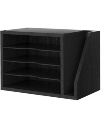 Wooden Mail Organizer Desk Adjustable Shelves Sorter File Desktop Holder For Home Office