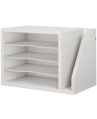 Wooden Mail Organizer Desk Adjustable Shelves Sorter File Desktop Holder For Home Office