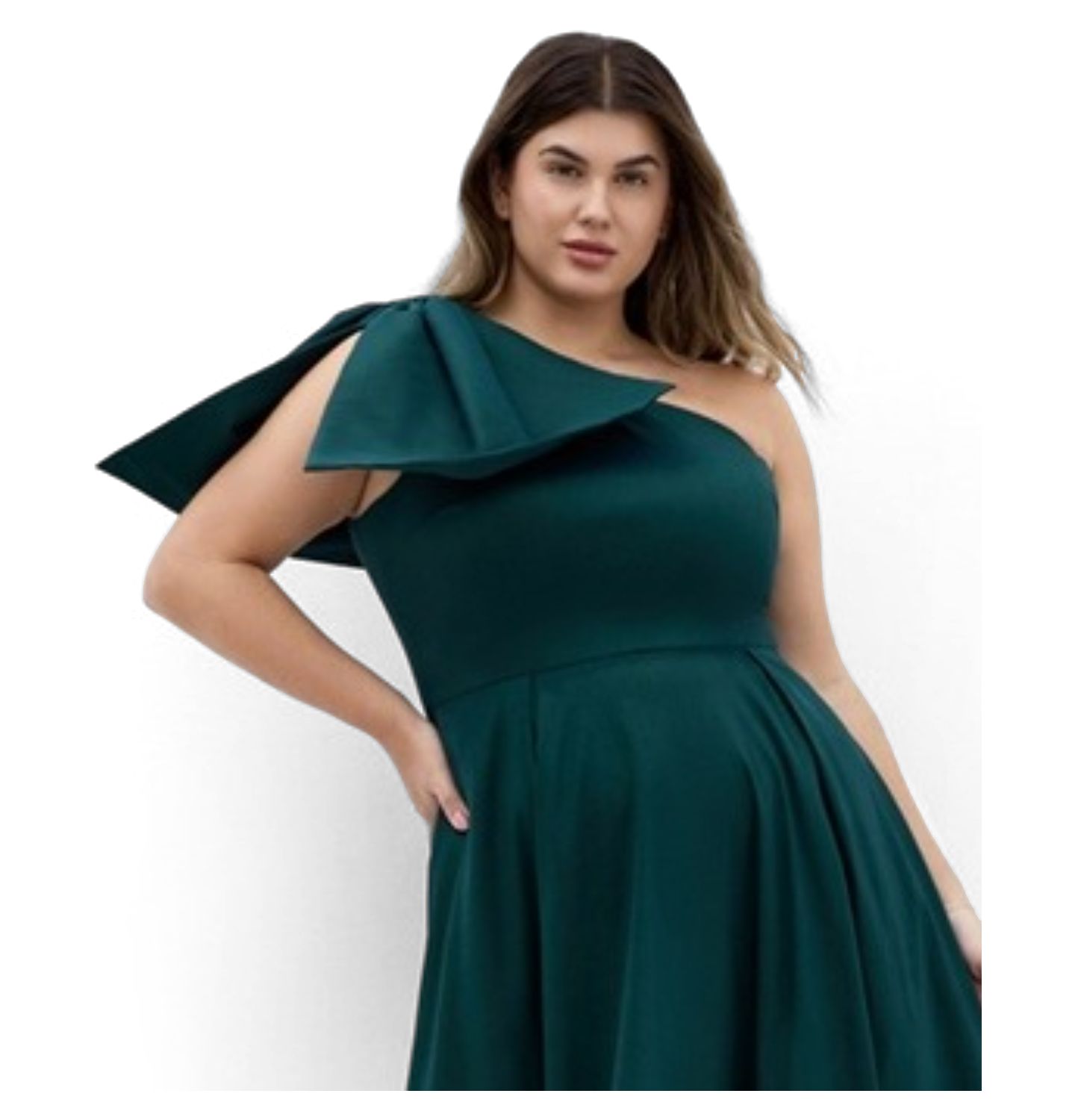 Женское платье CITY CHIC Plus Size Captivate One Shoulder Maxi, цвет: Глубокий бирюзовый — фото 3