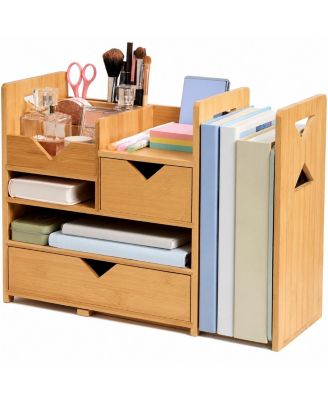 Adjustable Slide Desktop Organizer With Drawers Reversible Tray Fully Assembled