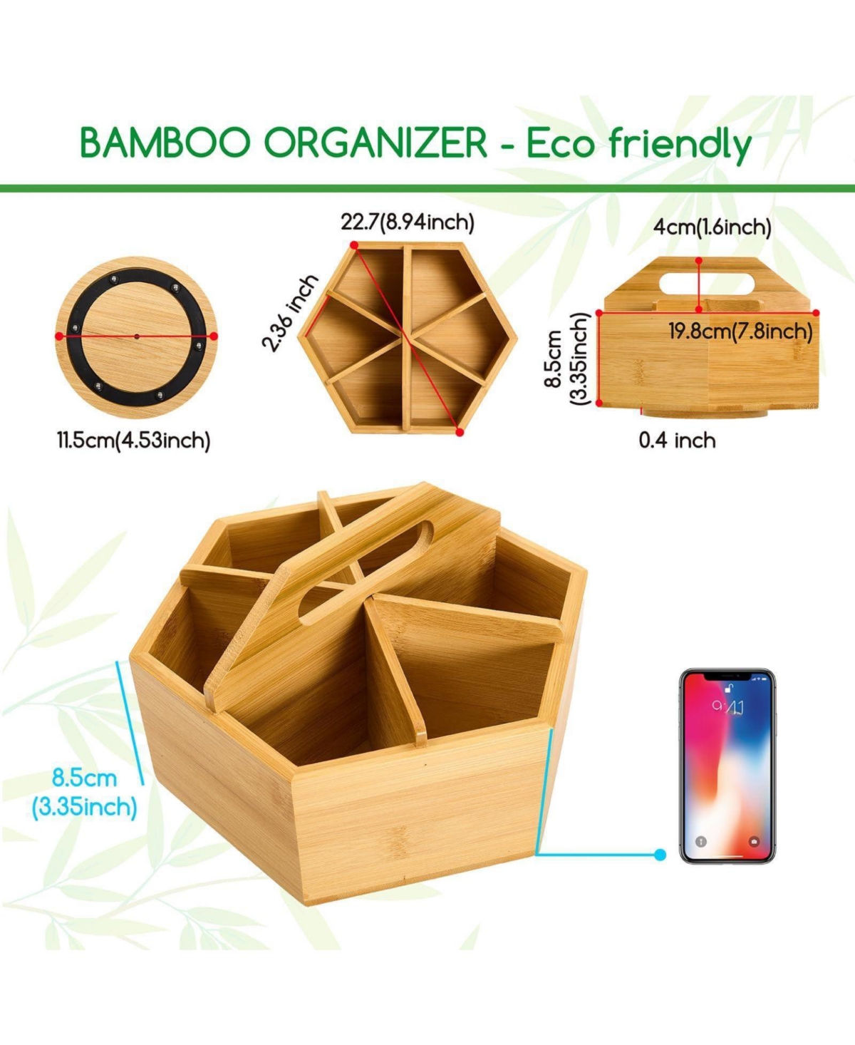 Danrong 360 Degree Rotating Hexagon Desk Organizer Pen Pencil Holder Art Supply Storage