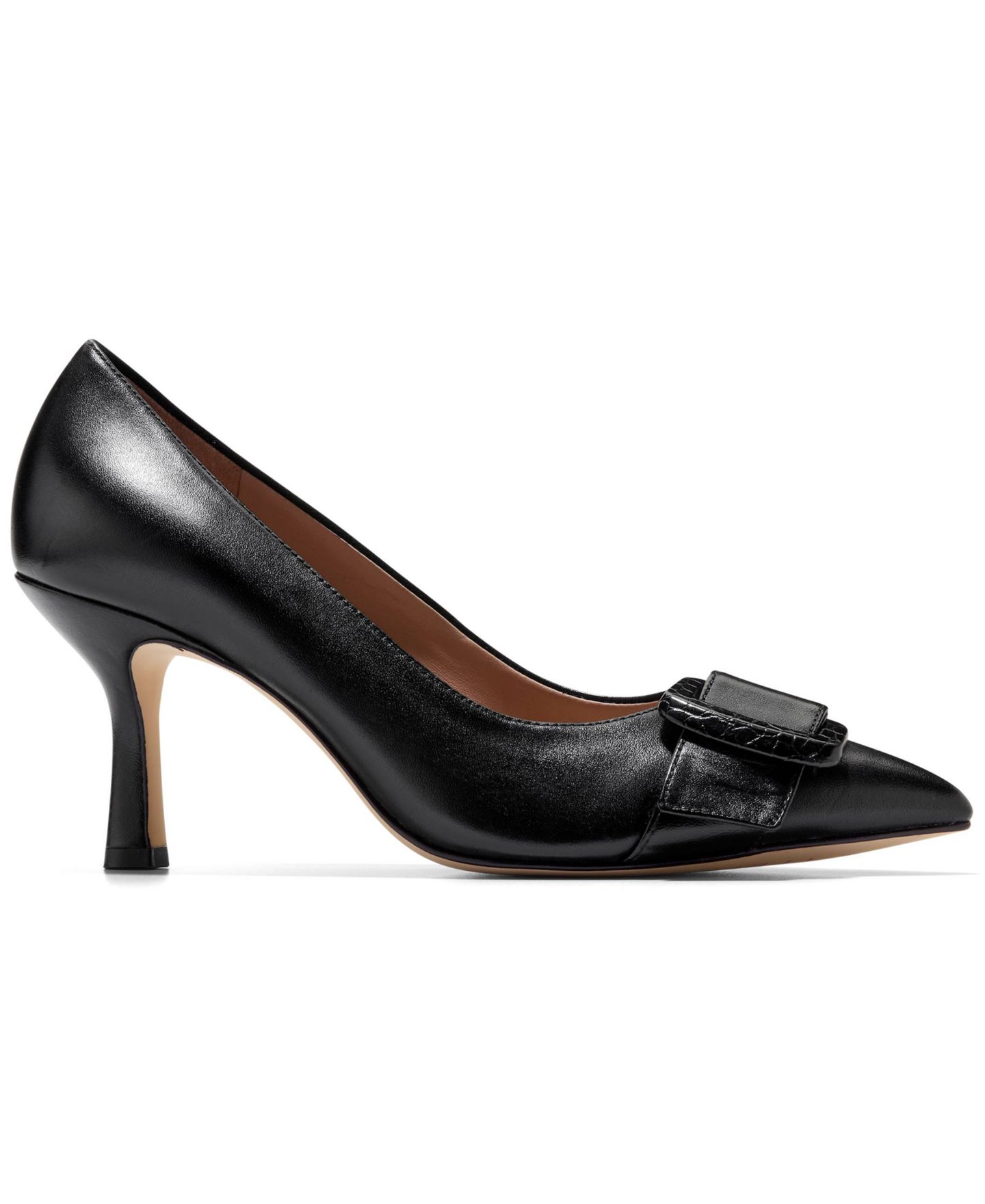 Женские туфли Cole Haan Fidela Buckle Pointed Toe Pumps, цвет: Чёрный кожаный — фото 2