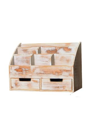 Wooden 2 Drawer Desktop Organizer Mail Rack File Storage Vanity Bathroom Office Holder