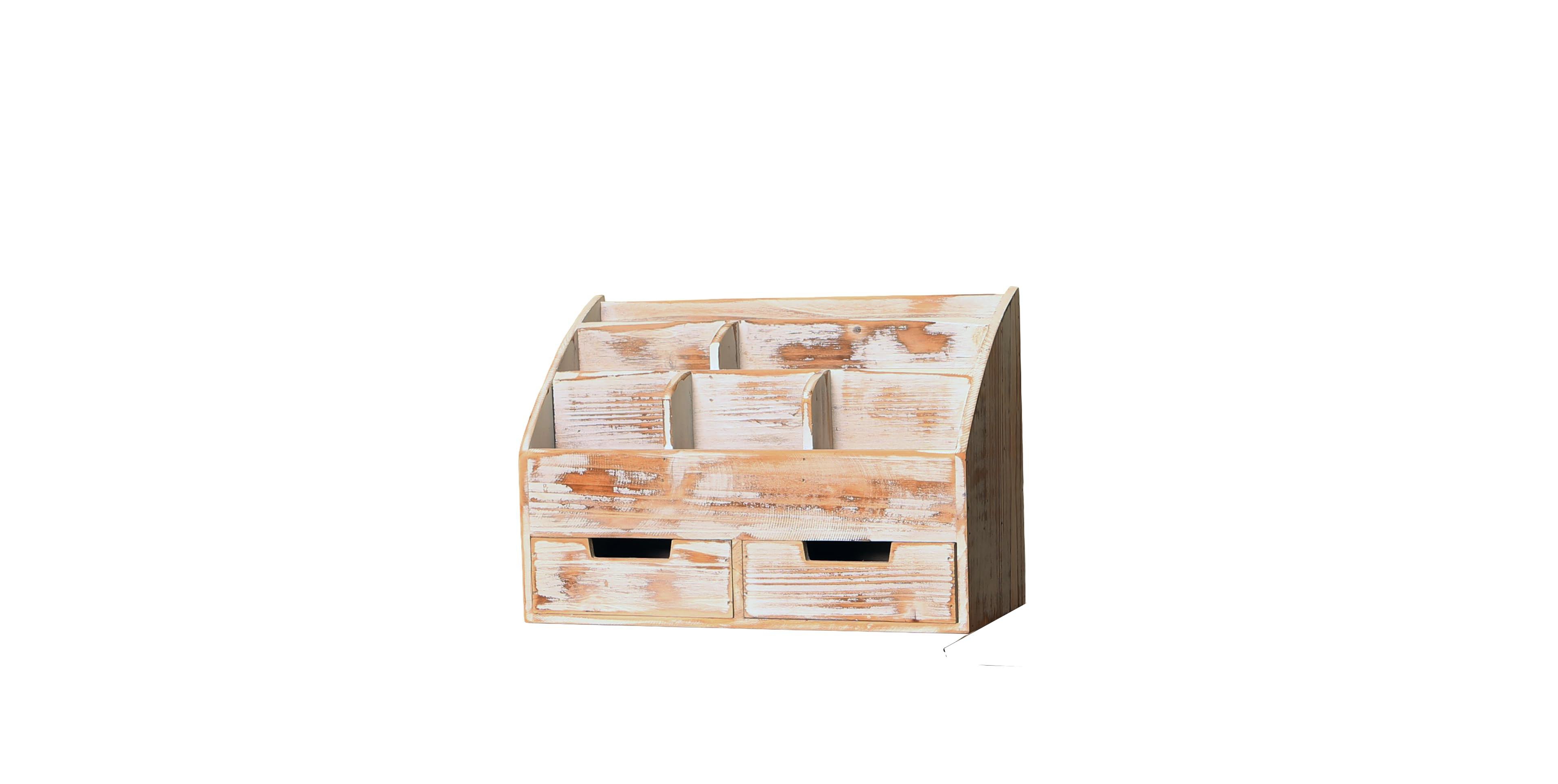 Danrong Wooden 2 Drawer Desktop Organizer Mail Rack File Storage Vanity Bathroom Office Holder