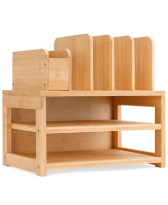 Desk Organizer With File Holder Adjustable Pen Compartments Storage