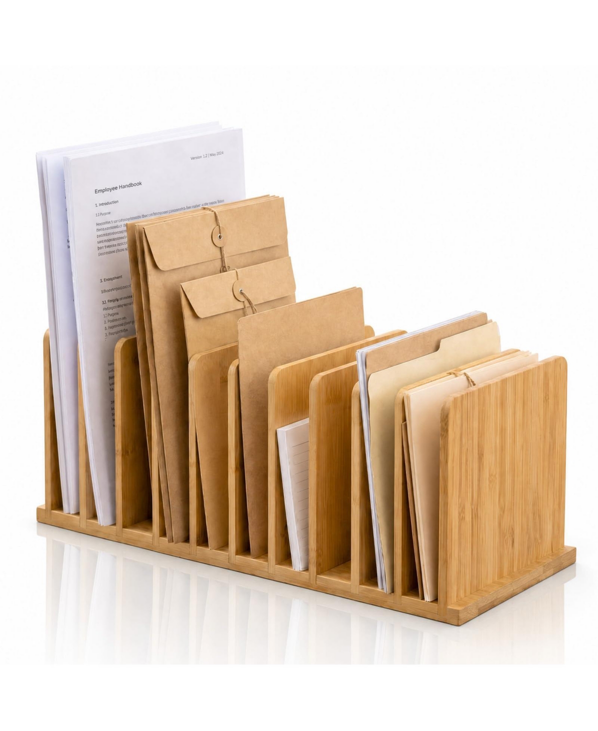 Danrong Wooden Desktop File Organizer 10 Slot Vertical Mail Paper Holder